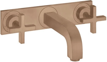 Axor Citterio 3-Loch Waschtischarmatur mit Platte Kreuzgriff Unterputz 226 mm Brushed Red Gold 39144310