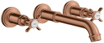 Axor Montreux 3-Loch Waschtischarmatur Kreuzgriff Unterputz Brushed Red Gold 16532310