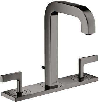 Axor Citterio 3-Loch Waschtischarmatur mit Platte Hebelgriff mit Zugstangen-Ablaufgarnitur Polished Black Chrome 39136330