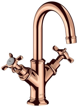 Axor Montreux 2-Griff Waschtischarmatur 160 für Handwaschbecken mit Zugstangen-Ablaufgarnitur Polished Red Gold 16505300