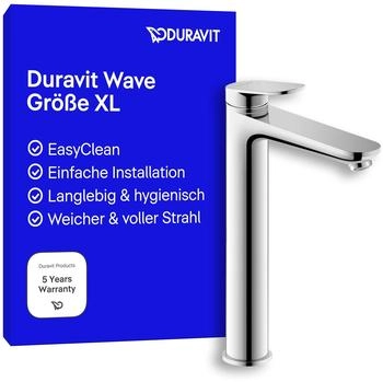 Duravit Wave Einhebel-Waschtischmischer XL mit erhöhtem Armaturenkörper, Chrom, Ausladung 176 mm (WA1040002010)
