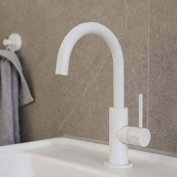 Herzbach DEEP WHITE Waschtischarmatur Slim M-Size weiß matt (23.203420.1.07)