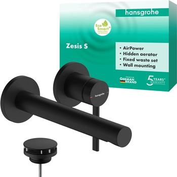Hansgrohe Zesis S Waschtischarmatur Unterputz f&uuml;r Wandmontage mit Auslauf 19,4 cm schwarz matt (74750670)