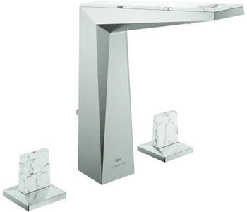 GROHE Allure Brilliant 3-Loch Waschtischarmatur L-Size supersteel/White Attica (20668DC0)