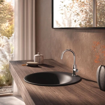 Herzbach DEEP Waschtischmischer Slim M-Size mit seitlichem Griff und PUSH-Ablauf Chrom (18.023410.1.01)