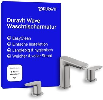 Duravit Wave 3-Loch Waschtischarmatur Edelstahl gebürstet (WA1060005070)