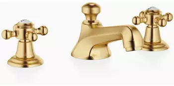 Dornbracht Madison Waschtisch-Dreilochbatterie mit Ablaufgarnitur, Messing geb&uuml;rstet (23kt Gold) (20700360-28)