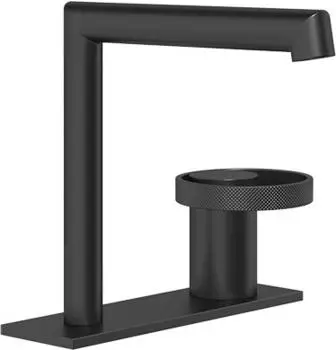 Gessi Anello Waschtisch-Einhebelmischer, separater Auslauf, auf Platte, Auslauf H162mm x 144mm, Schwarz XL (63315299)