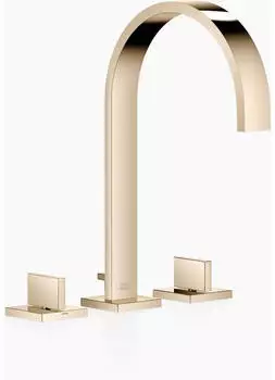Dornbracht MEM Waschtisch-Dreilochbatterie mit Einzelrosetten, Champagne (22kt Gold), Ausladung 200mm (20715782-47)