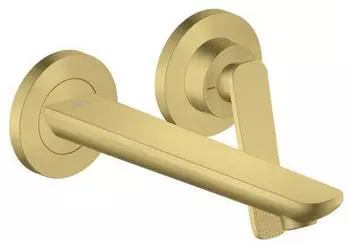 Hansgrohe Citterio C Waschtischarmatur Wandmontage Cubic Cut Messing geb&uuml;rstet (49111950)