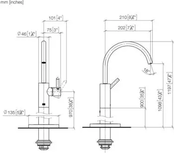 Dornbracht META Waschtisch-Einhandbatterie mit Standrohr, Platin geb&uuml;rstet, 202mm (22584661-06)