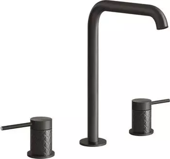 Gessi 316 Intreccio 3-Loch-Waschtischarmatur 230mm Metall Schwarz geb&uuml;rstet PVD (54111707)