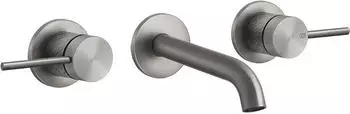 Gessi 316 Intreccio 2-Griff Waschtisch-Wandarmatur, fester Auslauf 126-147mm, Edelstahl geb&uuml;rstet (54192239)