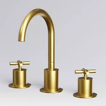 Steinberg Serie 250 3-Loch Waschtischarmatur mit Ablaufgarnitur, geb&uuml;rstet Gold (2502000BG)