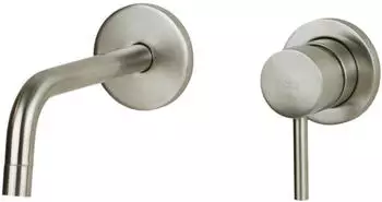Paffoni Light Wand-Waschtischmischer, gebürsteter Stahl, Ø70mm Rosetten (LIG104ST70)