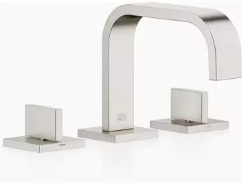Dornbracht MEM Waschtisch-Dreilochbatterie mit Ablaufgarnitur, Platin geb&uuml;rstet (20705782-06)