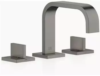 Dornbracht MEM Waschtisch-Dreilochbatterie mit Ablaufgarnitur Dark Platinum geb&uuml;rstet (20705782-99)
