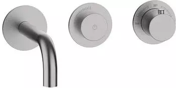 Herzbach MODUL7 PUSH Thermostat Waschtisch-Wandbatterie 160mm Edelstahl (70.701603.1.09)