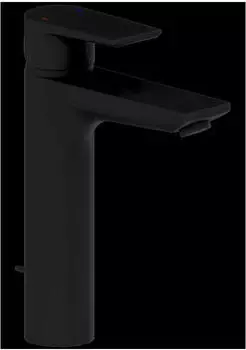 Heinrichschulte alpha_400 Waschtischarmatur 145mm hoch mit Ablaufgarnitur mattschwarz (Z06900300280)