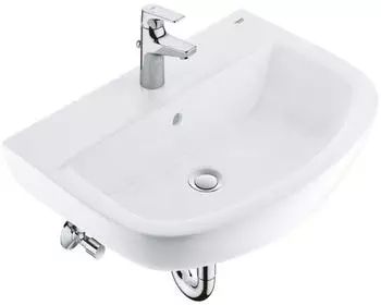 GROHE Bau Ceramic Set Waschtisch 60cm mit Armatur Start Flow, alpinwei&szlig;/chrom (39472000)