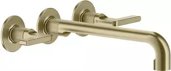 Gessi Inciso Farbset 2-Griff-Waschtischarmatur Hebelgriffe Auslauf 235-255mm Messing geb&uuml;rstet PVD (58092727)