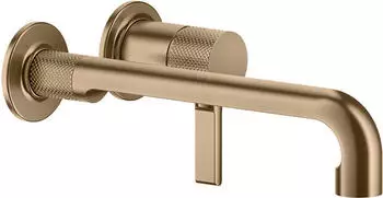 Gessi Inciso Fertigmontageset Unterputz-Einhebelmischer Waschtisch, Rosetten D65mm, Auslauf 264-234mm, Warm Bronze geb&uuml;rstet PVD (58089726)