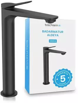 B&auml;chlein Aldeya Einhebelmischer extra hoch f&uuml;r Aufsatzwaschbecken, Schwarz Matt (4744999671747)