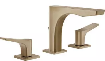 Gessi Rilievo 3-Loch-Waschtischarmatur mit Ablaufgarnitur, Warm Bronze Geb&uuml;rstet PVD (59011726)