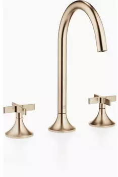 Dornbracht Vaia Waschtisch-Dreilochbatterie mit Ablaufgarnitur, Champagne geb&uuml;rstet, 168mm (20713809-46)