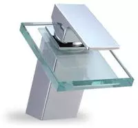 Wasserfall Glas Armatur Waschbecken Bad Chrom Wasserhahn Waschtisch...