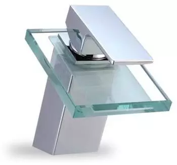 HAC24 Waschtischarmatur Glas Wasserfall Einhebelmischer, verchromt