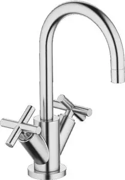 Dornbracht Tara Waschtisch-Einlochbatterie mit Ablaufgarnitur, Ausladung 135mm, chrom geb&uuml;rstet (22512892-93)