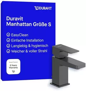 Duravit Manhattan Einhebel-Waschtischmischer schwarz matt, Ausladung 95mm (MH1010002046)
