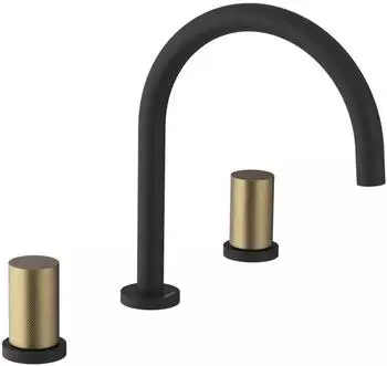 Sapho Ultratap Waschtischarmatur 3-Loch, schwarz matt/gold matt (UT017TBG)