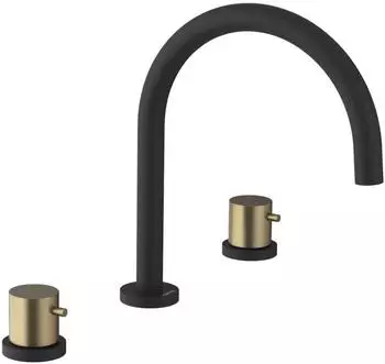 Sapho Ultramix 3-Loch Waschtischarmatur, mattschwarz/mattgold (UT017BG)