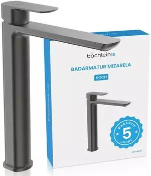 Bächlein Mizarela Einhebelmischer hoch, Aufsatzwaschbecken, anthrazit (BAD-ARMA-ST-12)