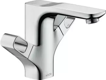 Hansgrohe AXOR Urquiola Zwei-Griff-Waschtischarmatur 120 DN15 mit Zugstangen-Ablaufgarnitur, Edelstahl-Optik (11024800)