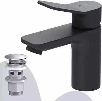 AM.PM X-Joy Waschtischarmatur Einhebel schwarz matt mit Pop-Up Ablaufventil (FXA82122)