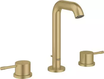 GROHE Essence 3-Loch-Waschtischbatterie mit Ablaufgarnitur, cool sunrise geb&uuml;rstet (20296GN1)