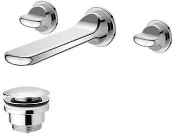 Trizeratop Wand-Waschtischarmatur mit Ablaufgarnitur, chrom (TRI-VBC1011/C/CH)