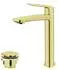 Trizeratop Waschtischarmatur hoher Auslauf mit Ablaufgarnitur, gold (TRI-VBD4003/C/ZL)