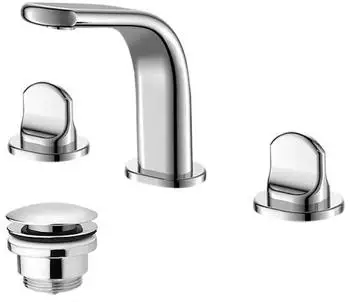 Trizeratop Waschtischarmatur 3-Loch mit Ablaufgarnitur chrom (TRI-VBC1009/C/CH)