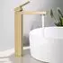 LuxusKollektion Waschtischarmatur Hoch, gebürstetes Gold, Edelstahl, Keramikventil, 250mm