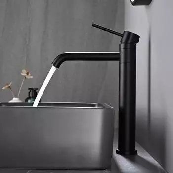 LuxusKollektion Waschtischarmatur 360&deg; schwenkbar, schwarz matt, 204mm Auslaufh&ouml;he