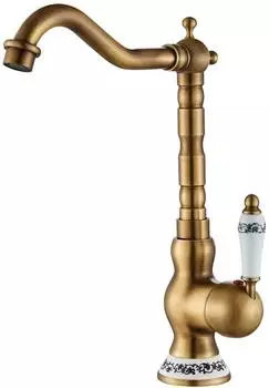 LuxusKollektion Waschtischarmatur Keramik, Retro, Messing antik (H59A)