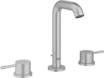 GROHE Essence Waschtischarmatur 3-Loch mit Ablaufgarnitur, supersteel (20296DC1)