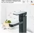 LuxusKollektion Waschtischarmatur eckig, Wasserfall, Pop-Up Ablauf, 170mm, schwarz