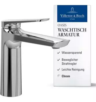 Villeroy & Boch Oasis Waschtischarmatur ohne Zugstange, chrom (TVW11500100161)