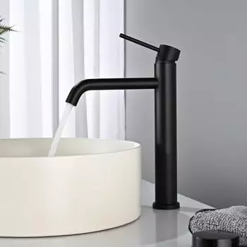 LuxusKollektion Waschtischarmatur Einhebelmischer schwarz matt, 204mm Auslaufh&ouml;he, Keramikkern