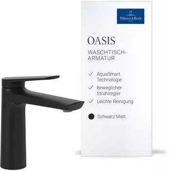Villeroy & Boch Oasis Waschtischarmatur schwarz matt, 114mm, ohne Zugstange (TVW115001001K5)
